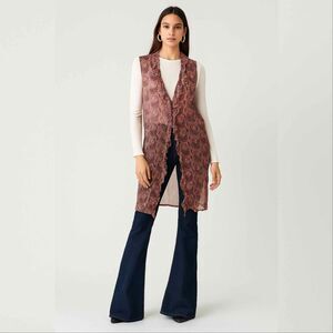 Laundry Industry Silk Paisley Sheer Duster Cardigan Vest Top